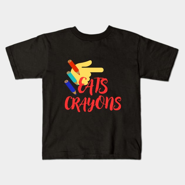 Crayon Eater Kids T-Shirt by BukovskyART